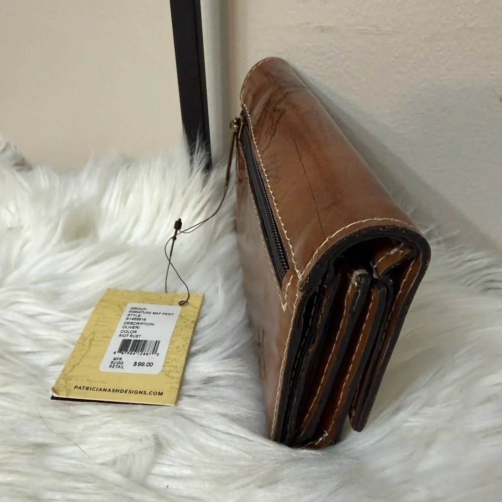 PATRICIA NASH MAP PRINT CAMETTI RIOT RUST WALLET